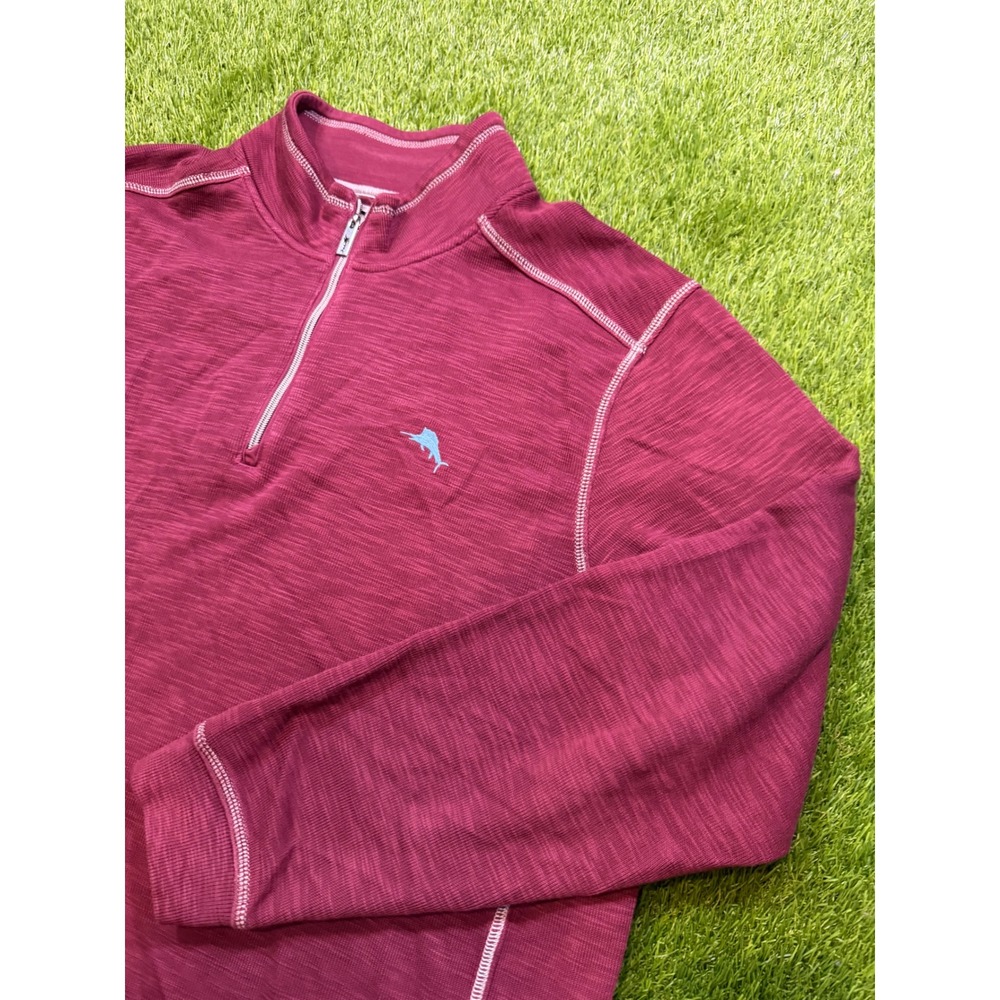 Tommy Bahama Mens XL Quarter Zip Pullover Burgundy Marl T220818